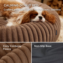 Bedsure ComfyFleece Donut Bed edge raised rims provide neck comfort during naps.