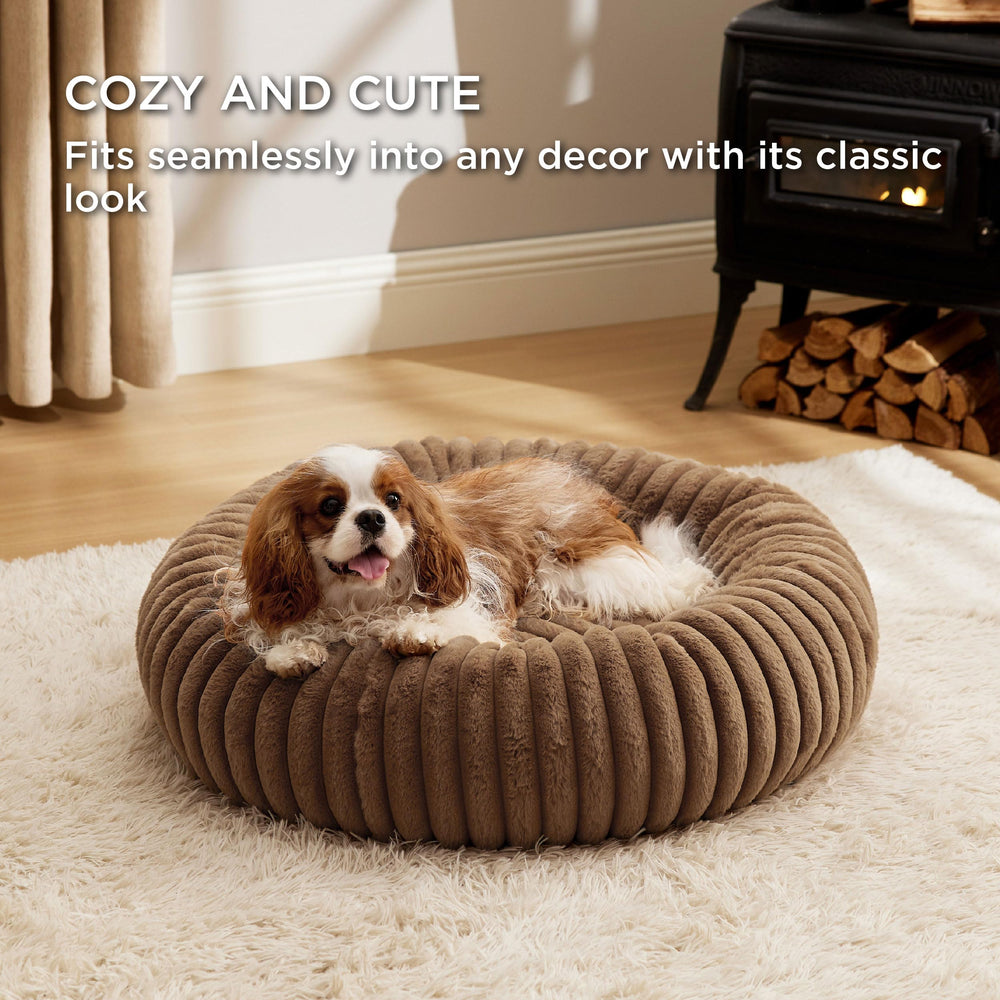 Bedsure ComfyFleece donut bed density detail highlights supportive cushion