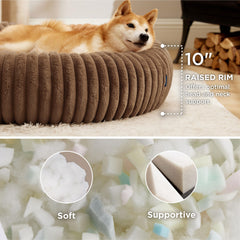 Bedsure ComfyFleece Donut Bed faux fur texture enhances snuggly comfort for chilly evenings