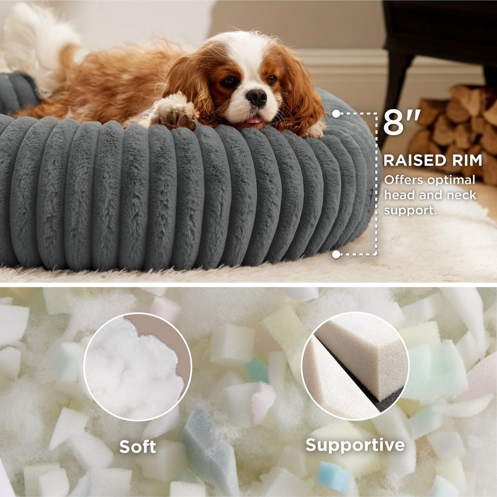 Bedsure ComfyFleece Donut Bed foam-density 1to1 supports joints during calm naps.