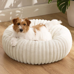 Bedsure ComfyFleece donut bed, top view, provides plush joint support for cozy naps.