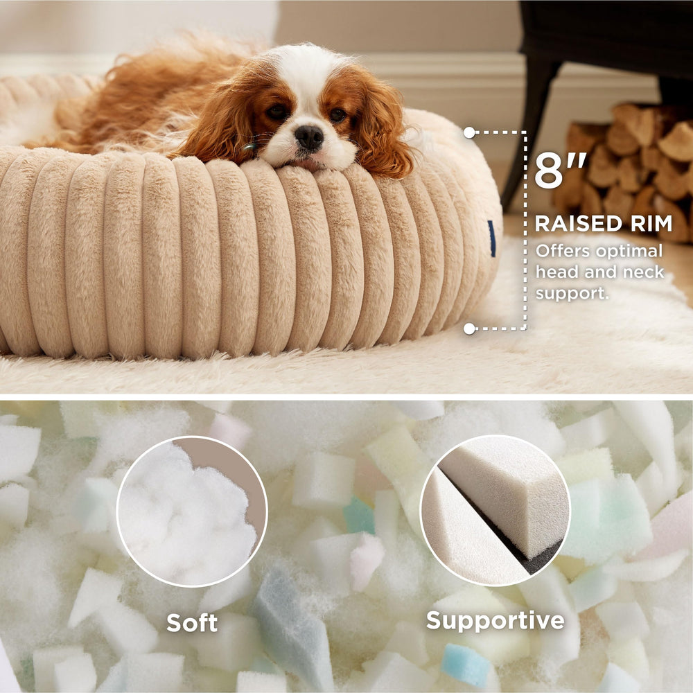 Bedsure ComfyFleece Donut Bed raised edge supports head and neck