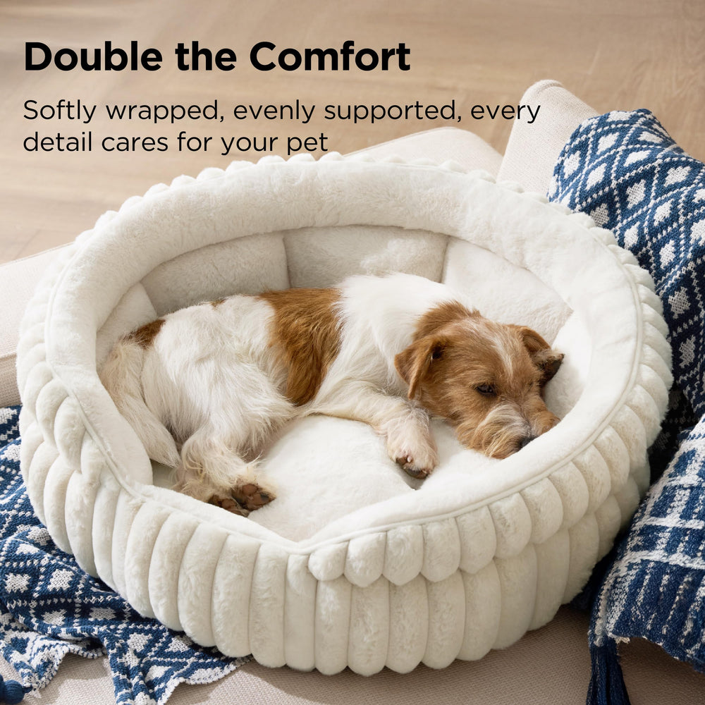 Bedsure ComfyFleece dog bed side view highlighting wrap-around support