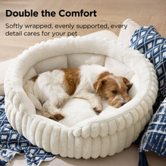 Bedsure ComfyFleece dog bed side view highlighting wrap-around support