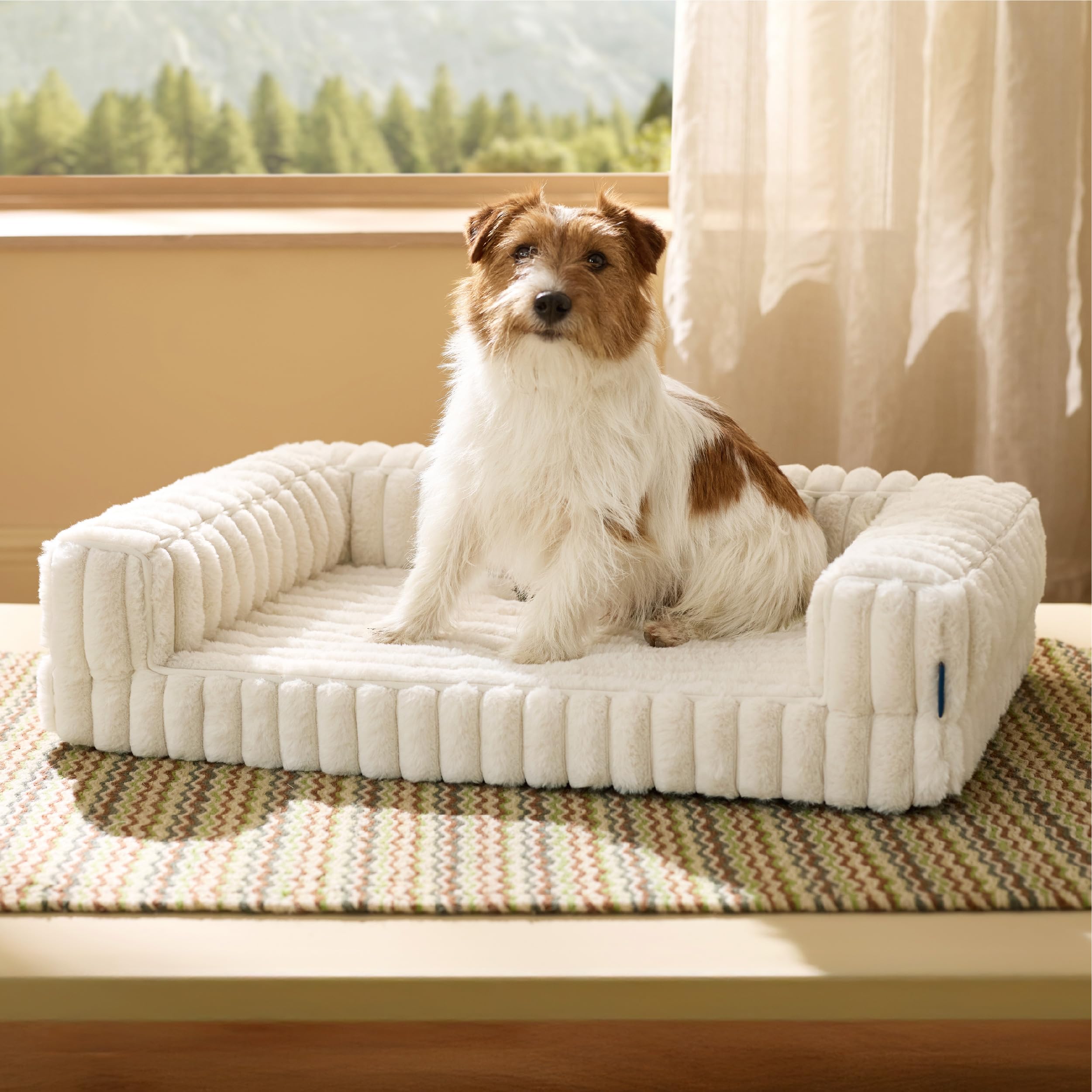 Bedsure ComfyFleece orthopedic dog bed front view, cozy joint support for medium dogs.