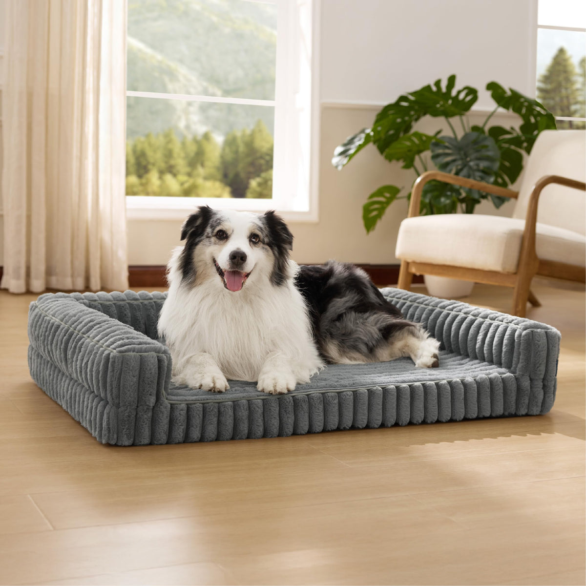 Bedsure ComfyFleece orthopedic dog bed front view showing memory foam support for joints