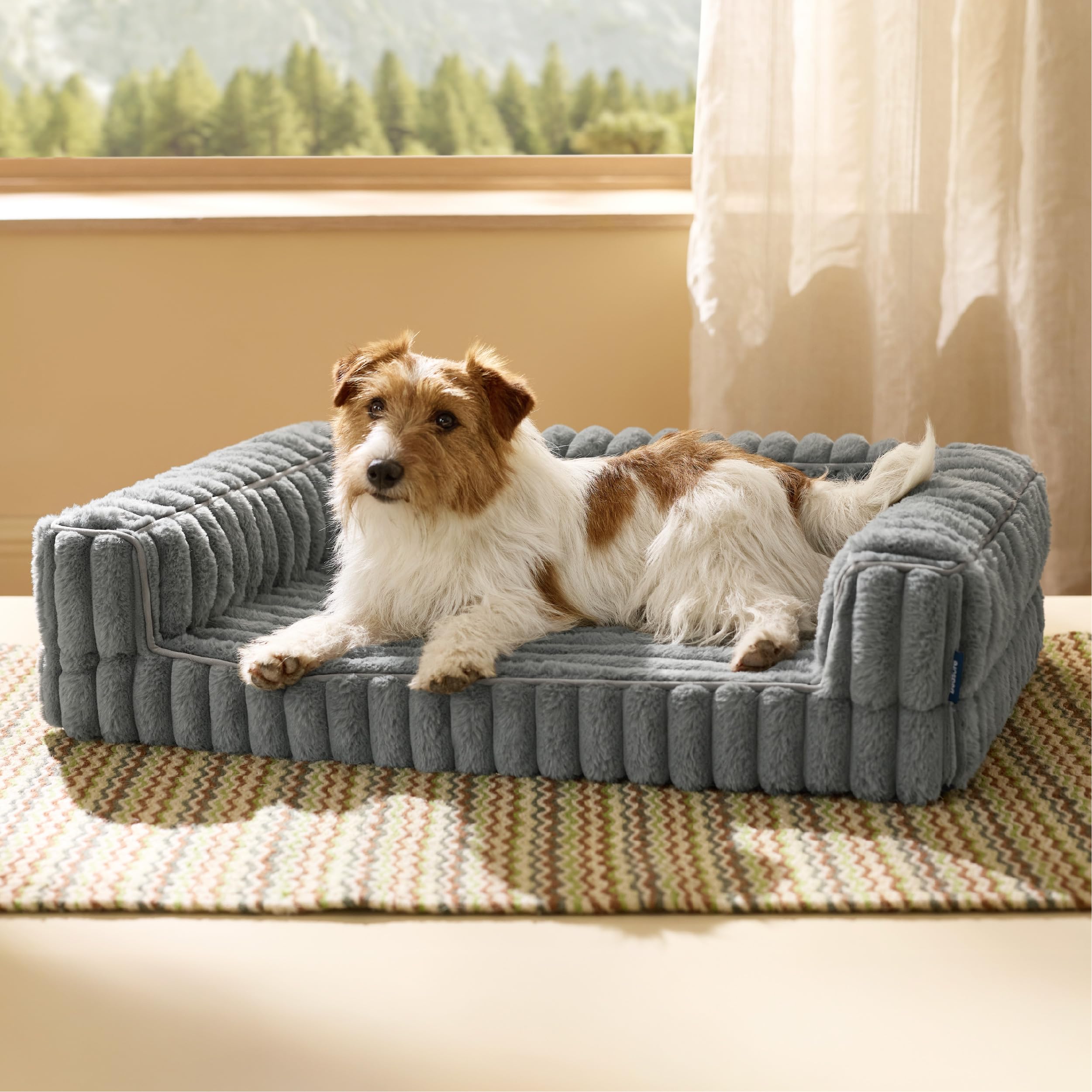 Bedsure ComfyFleece orthopedic dog bed main view in gray for medium dogs.