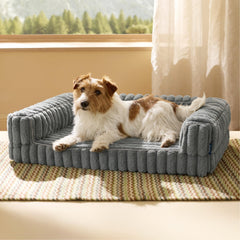 Bedsure ComfyFleece orthopedic dog bed main view in gray for medium dogs.