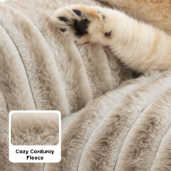 Bedsure ComfyFleece soft faux fur cover provides warm, plush lounging.