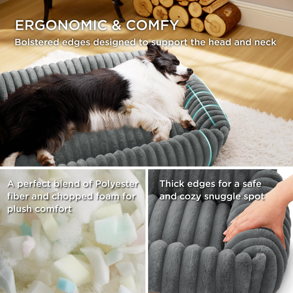 Bedsure ComfyFleece bed side profile showing raised edges for neck support.
