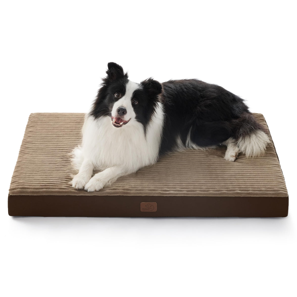 Bedsure ComfyFleece XL dog bed top view, plush fabric for cozy crate use.