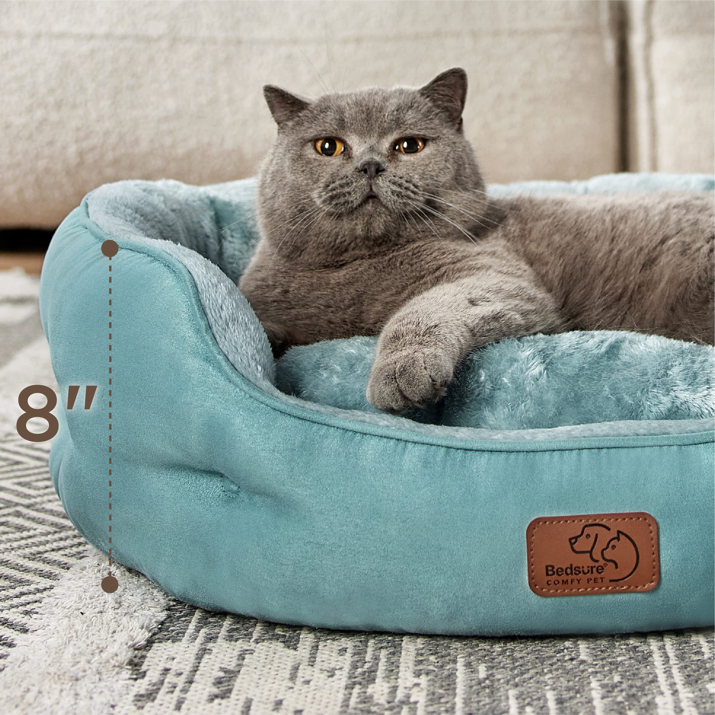 Compact round bed designed for small dogs and kittens in tight spaces.