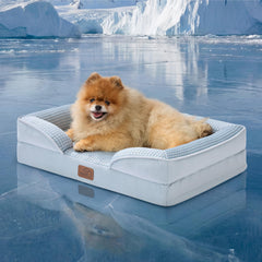 Bedsure cooling dog bed for small dogs with a 24-inch layout, ideal for hot days.