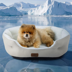 Bedsure cooling dog bed with round bolster keeps small dogs comfortable