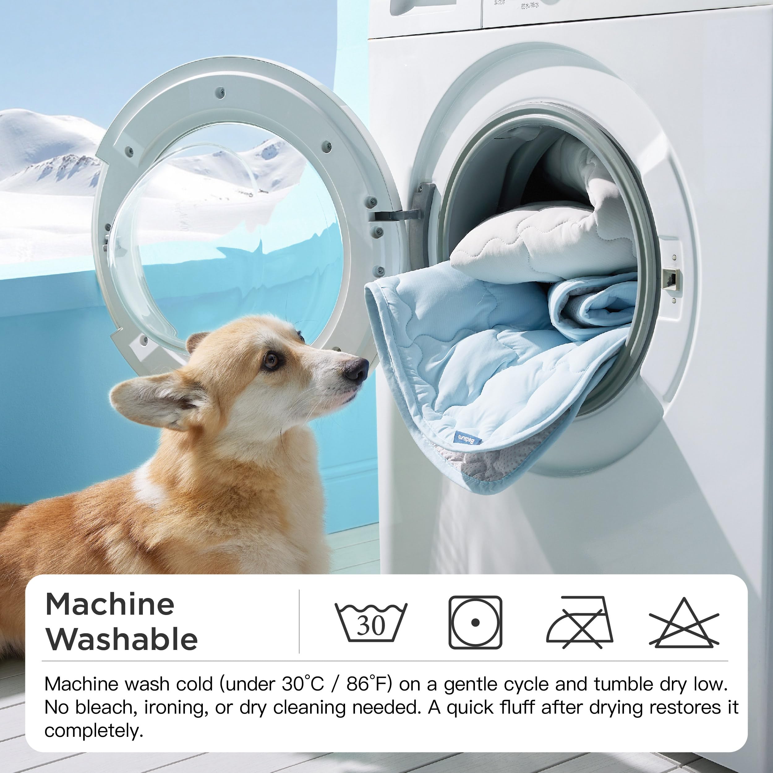 Bedsure cooling dog mat XL machine-washable tag for easy cleaning