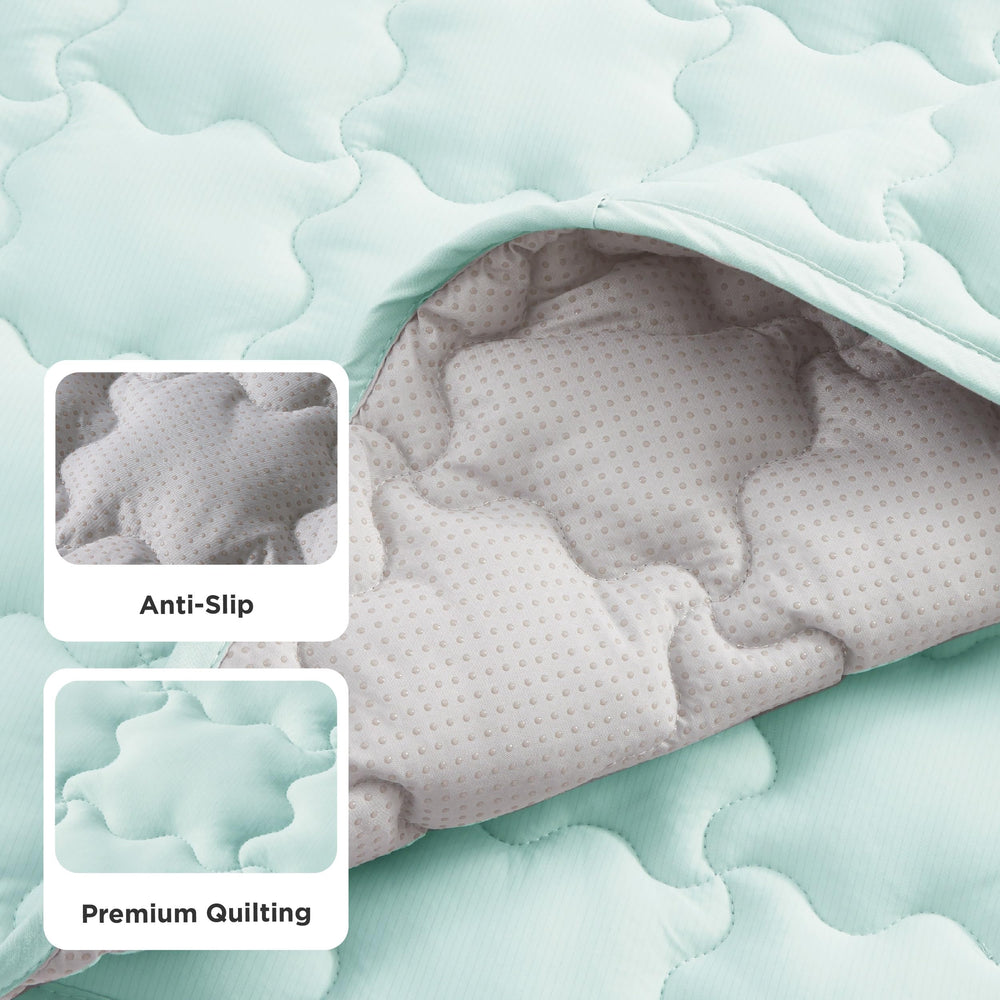 Bedsure cooling mat fabric close-up shows breathable, lightweight filling.