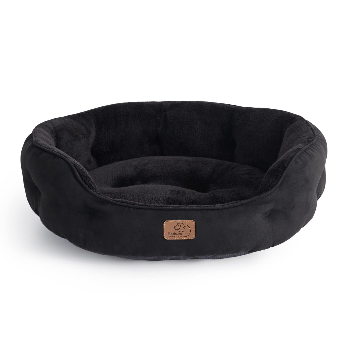 Bedsure dog bed with plush sherpa top offers cozy comfort for indoor naps.