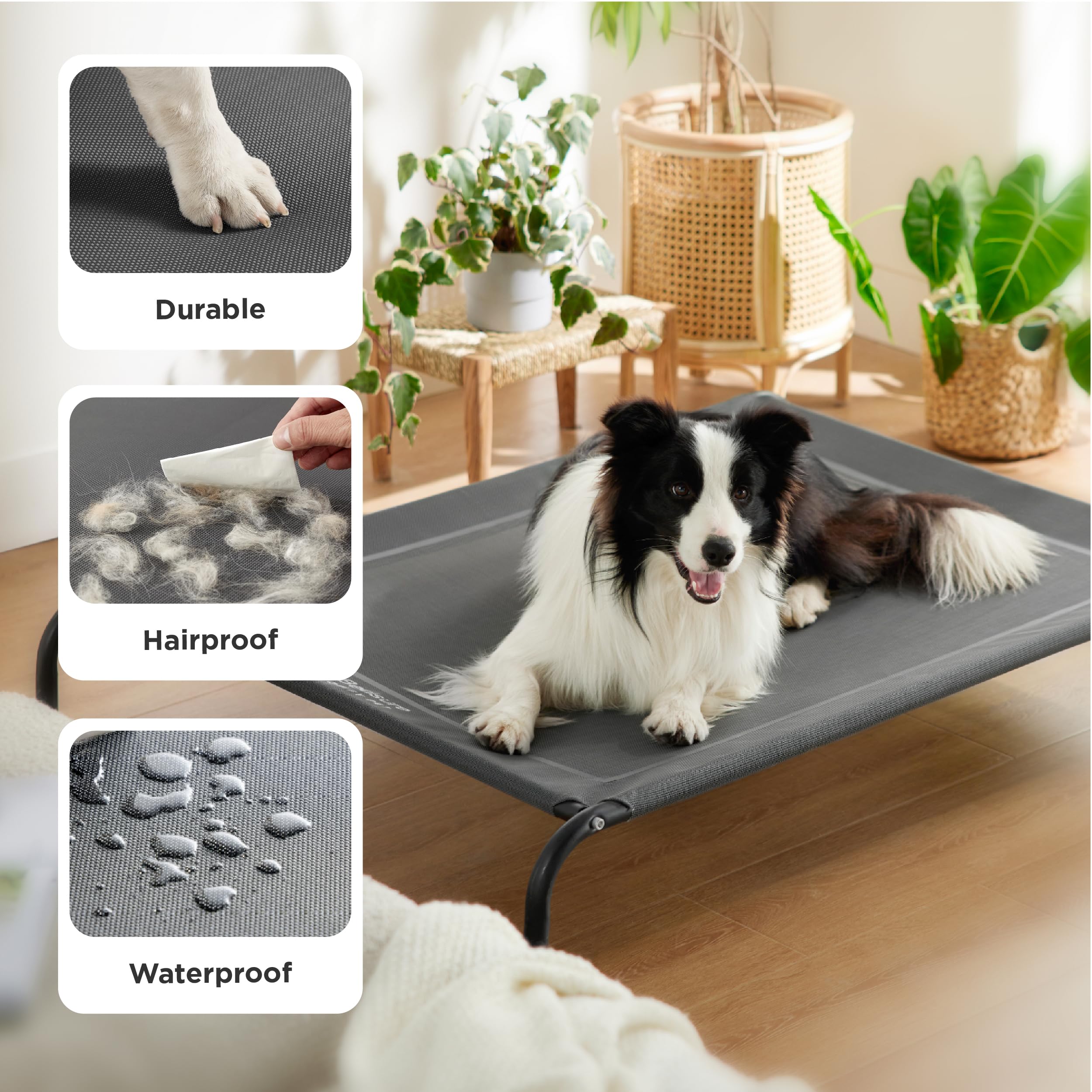 Bedsure dog bed features skid-resistant feet for stable outdoor setup.