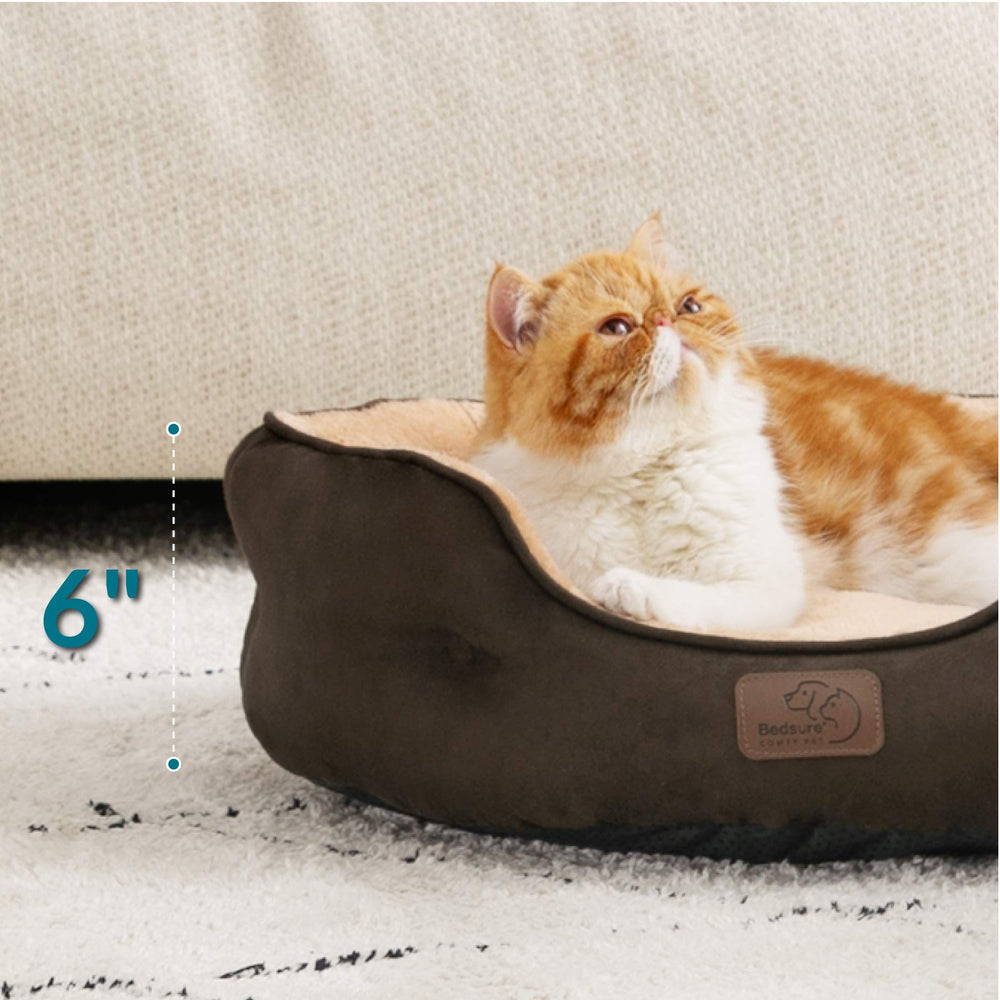 Bedsure dog bed with cushioned round bolster supporting head and neck