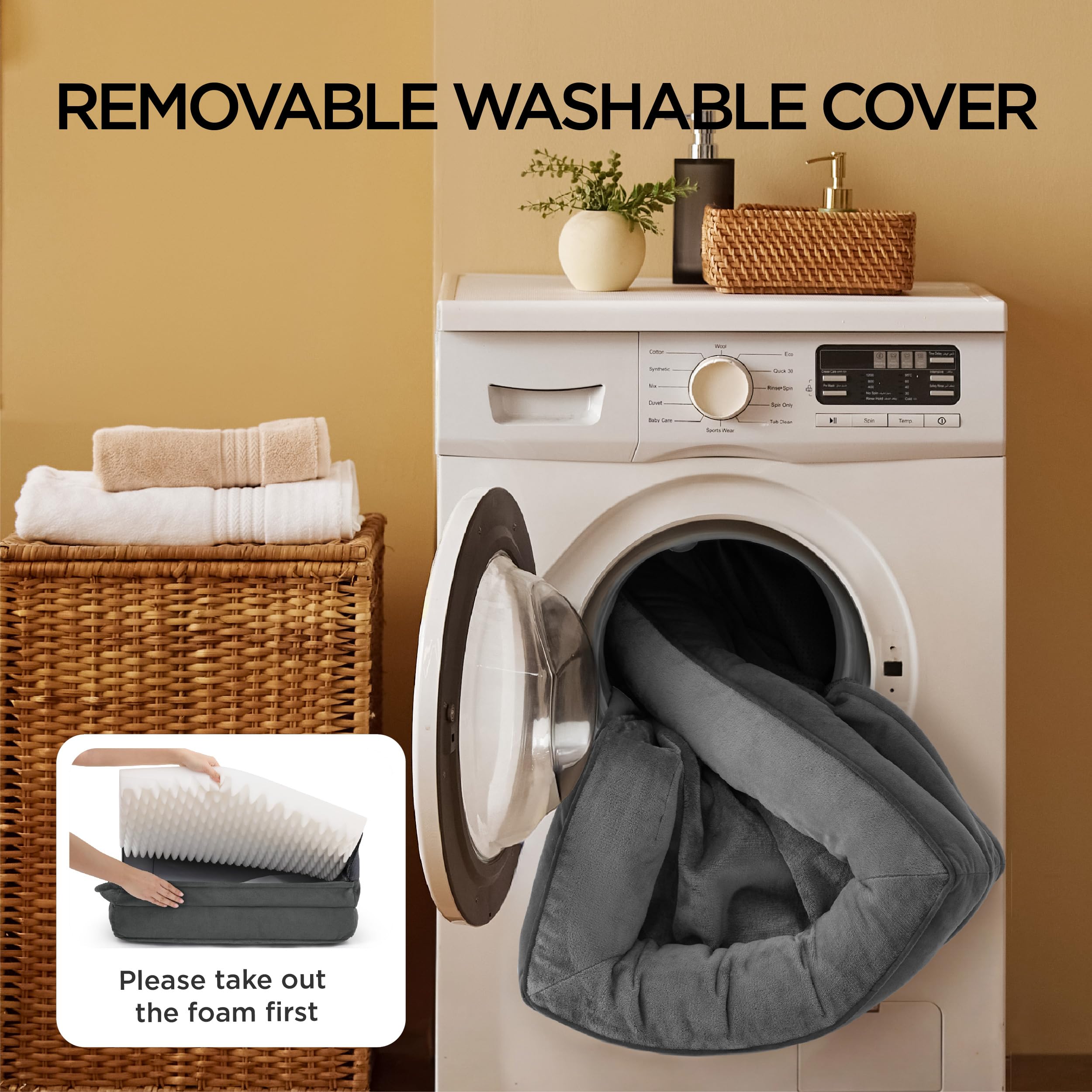 Bedsure waterproof cover protects against spills for easy cleanup.