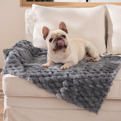 Bedsure dog blanket front view in grey Bobo for cozy naps.