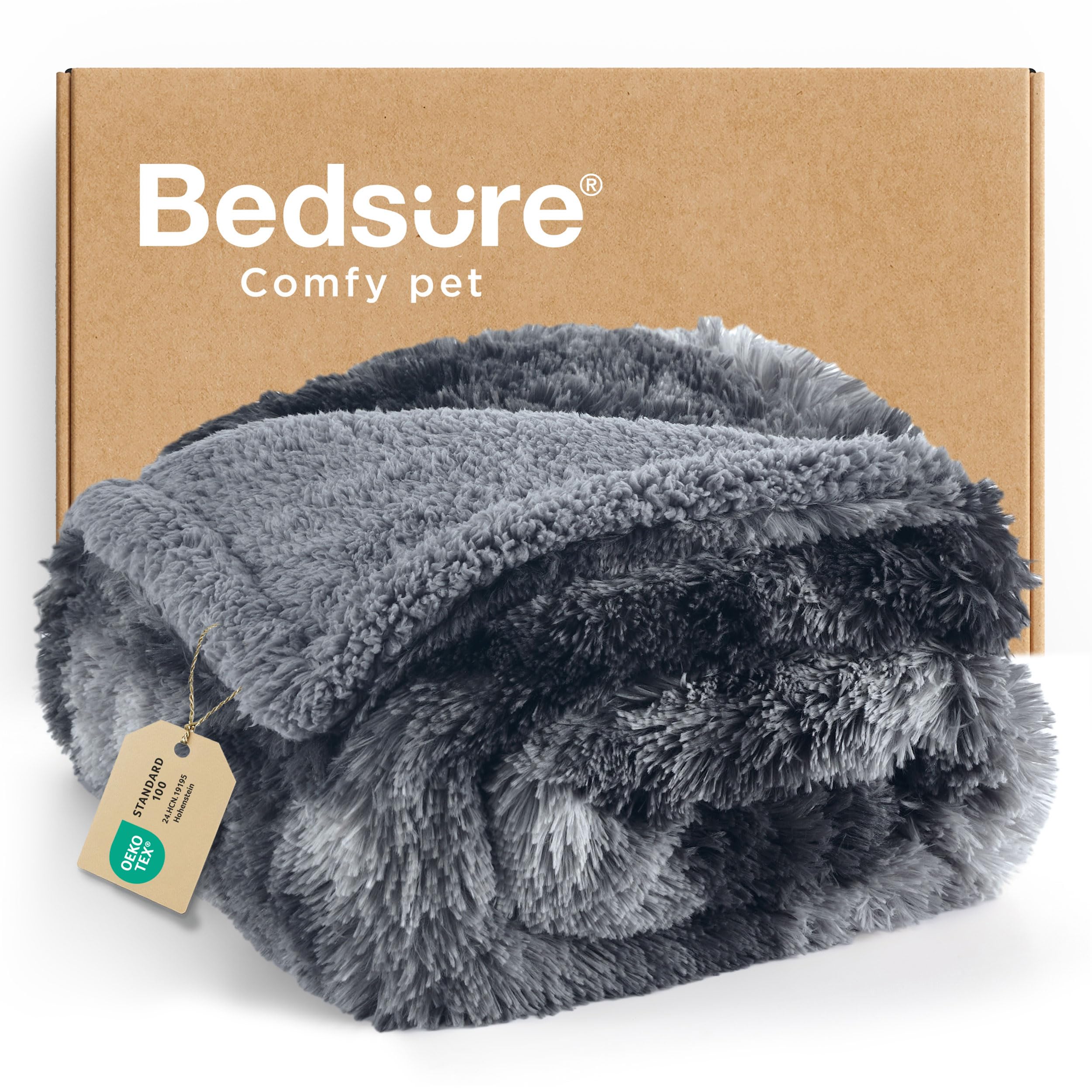 Bedsure waterproof fleece dog blanket protecting furniture from spills.