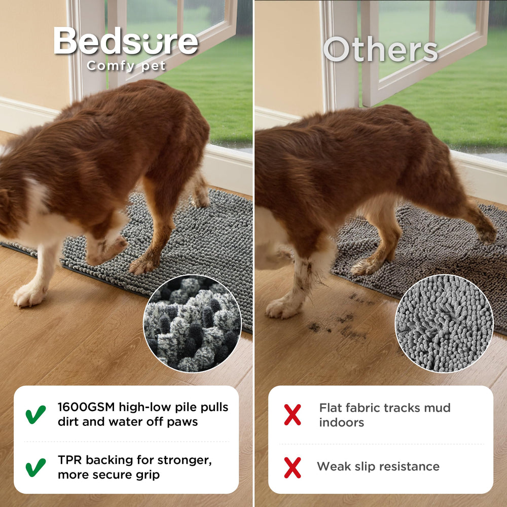 Bedsure non-slip back keeps the mat in place on carpet and tile surfaces.