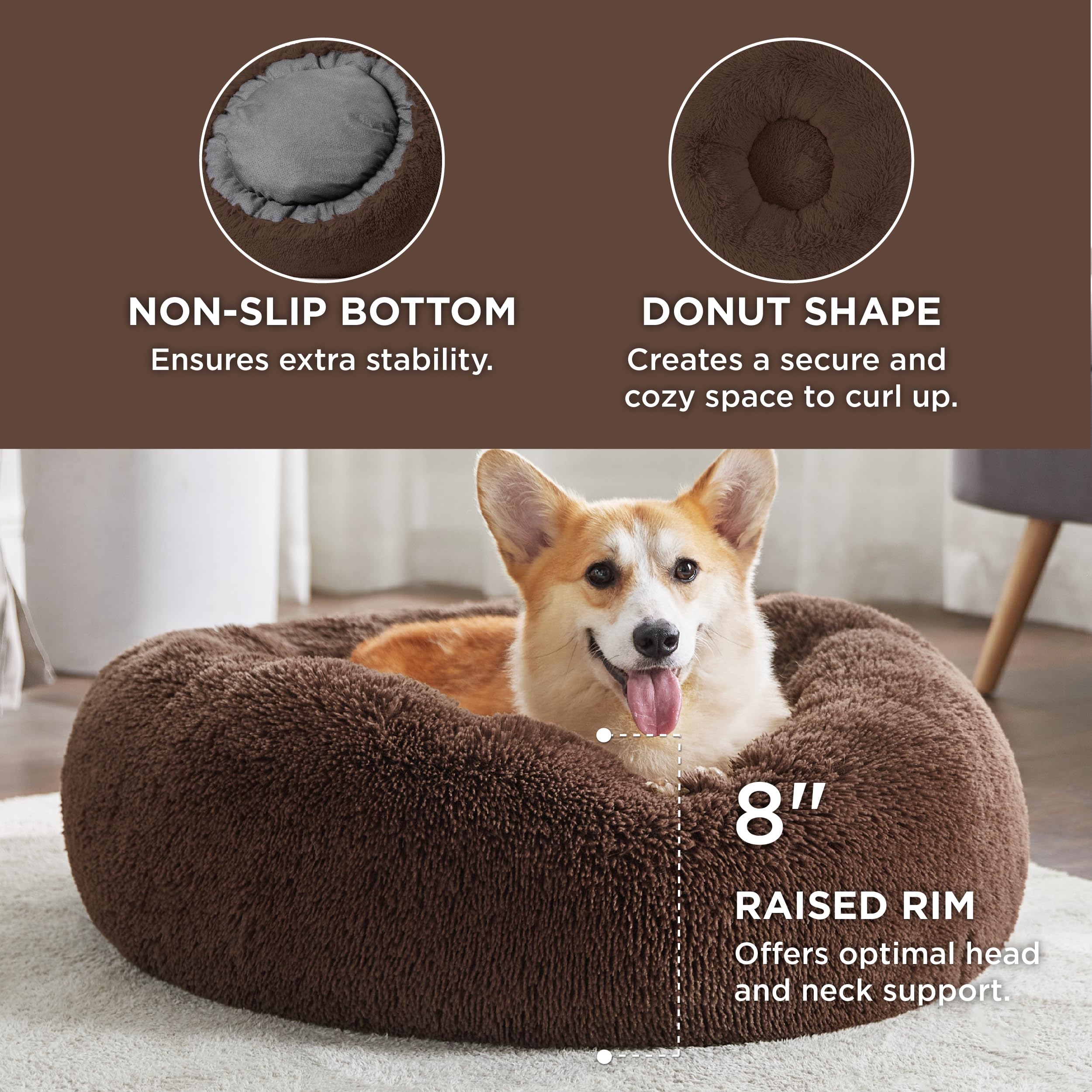 Bedsure calming bed anti-slip base keeps pet bed steady during rest