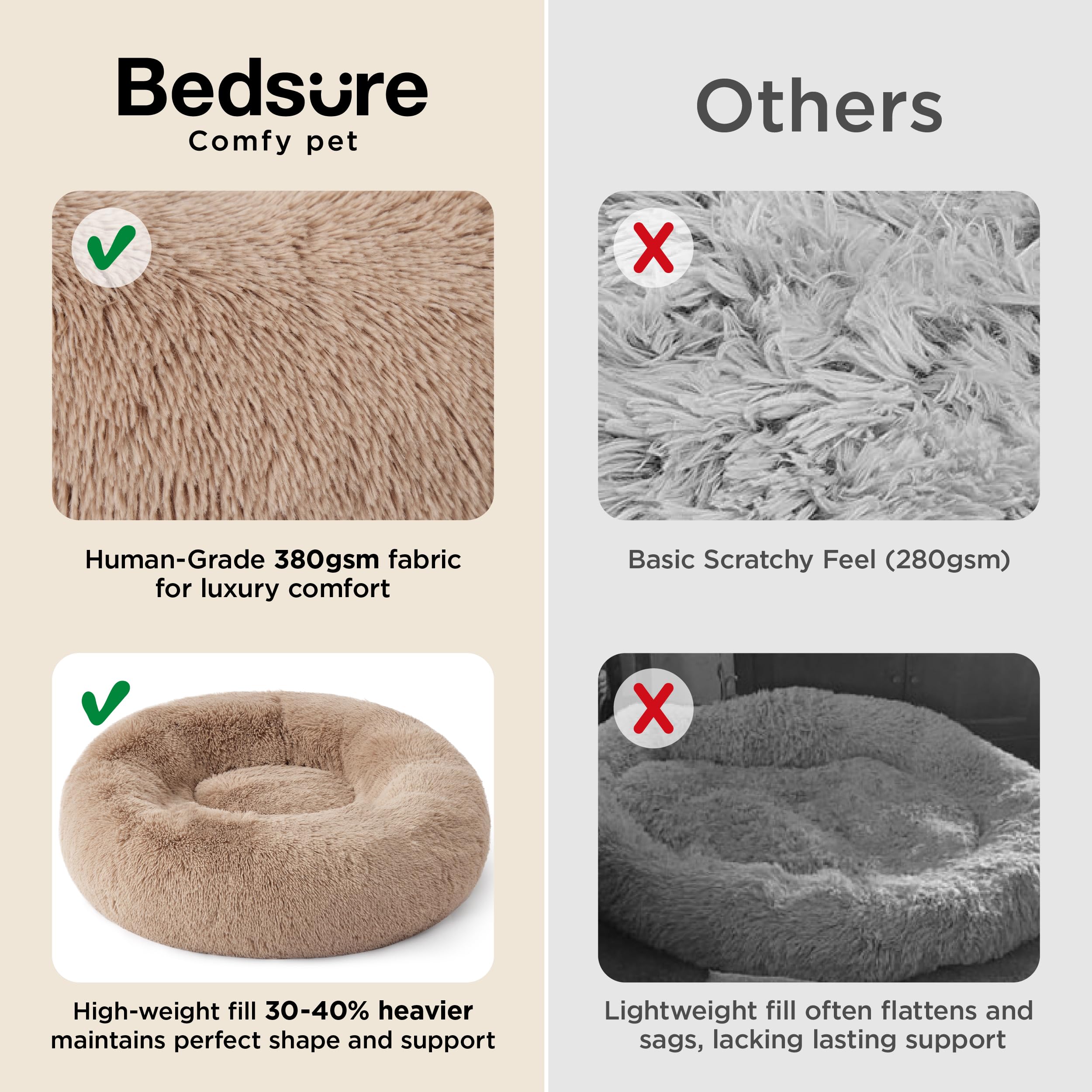 Bedsure camel donut bed in a living room creates a serene, restful corner.