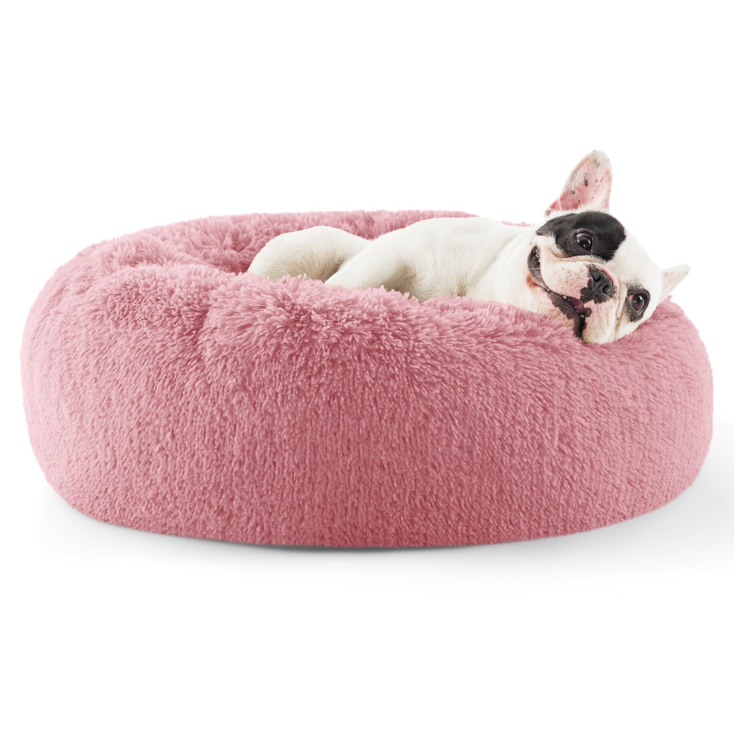 Bedsure donut bed with fluffy faux fur creates a cozy nest for small dogs.