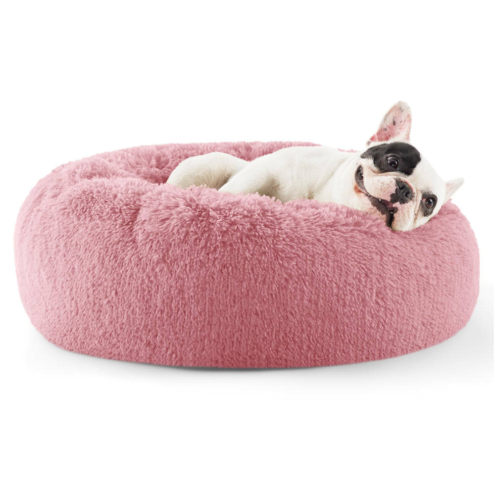 Bedsure donut bed with fluffy faux fur creates a cozy nest for small dogs.