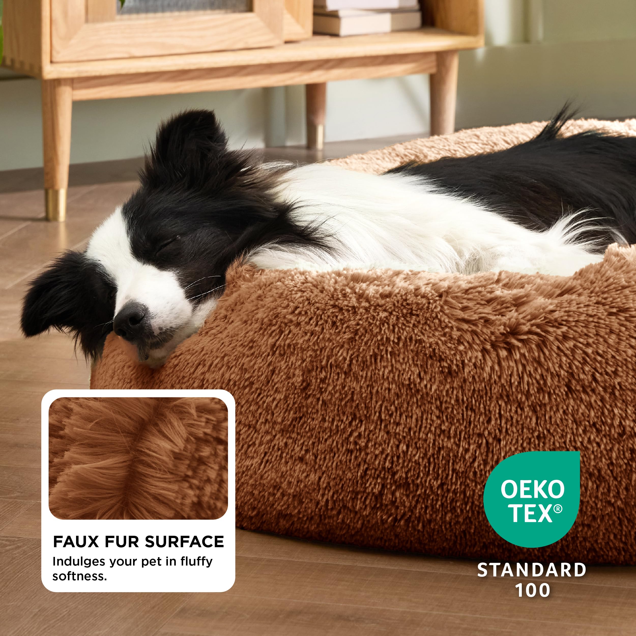 Bedsure donut bed large 36in copper demonstrates spacious comfort for dogs up to 80 lbs