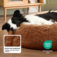 Bedsure donut bed large 36in copper demonstrates spacious comfort for dogs up to 80 lbs