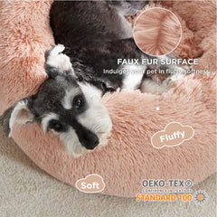 Bedsure donut bed with raised edge supporting head and neck.