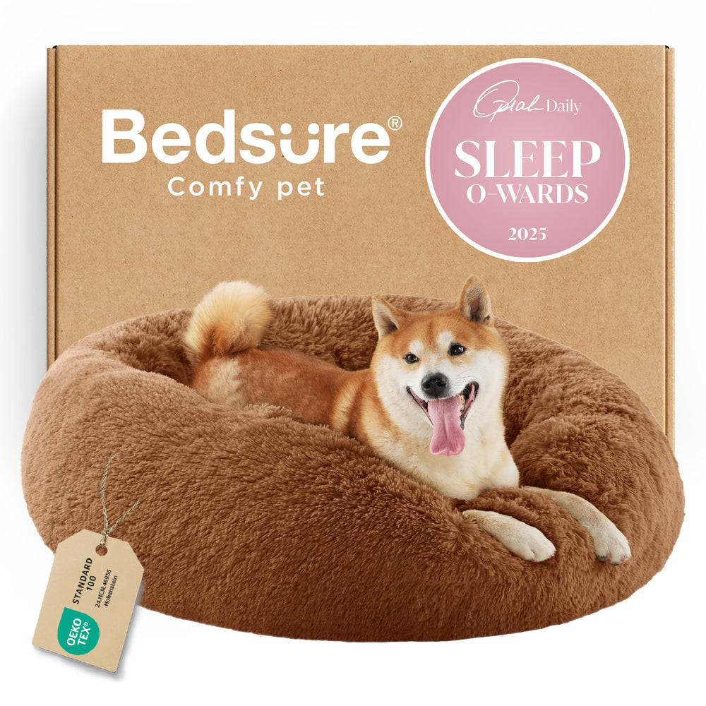 Bedsure donut bed round anti-slip base keeps your dog stable and cozy.