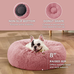 Bedsure donut bed round design helps pets feel secure during naps.