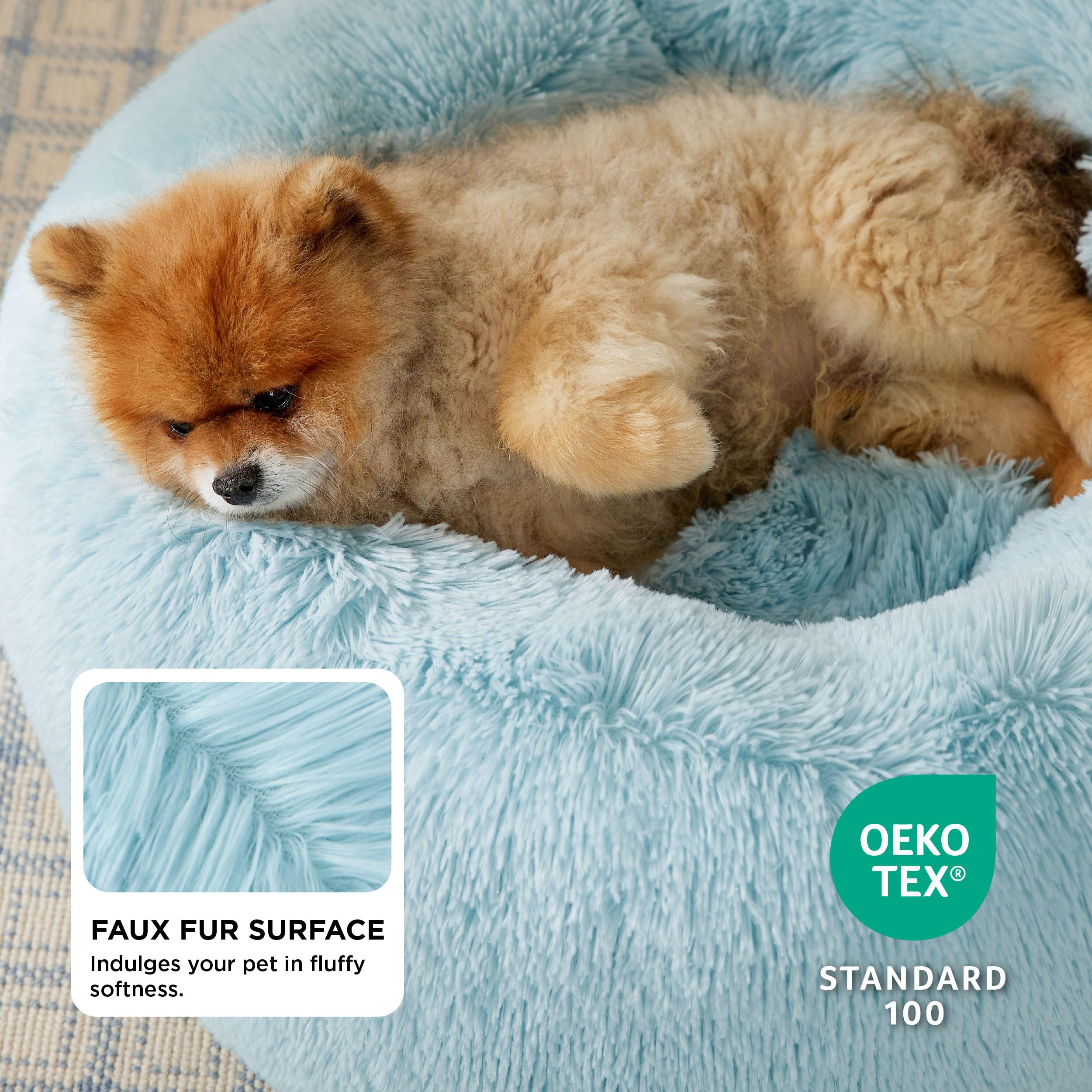 Bedsure donut bed with non-slip base keeps the round bed in place during activity.