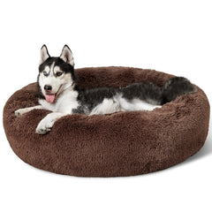 Bedsure donut dog bed coffee color, 36-inch round for large dogs' comfort