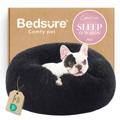 Bedsure donut dog bed round 23in with plush faux fur for cozy curling up