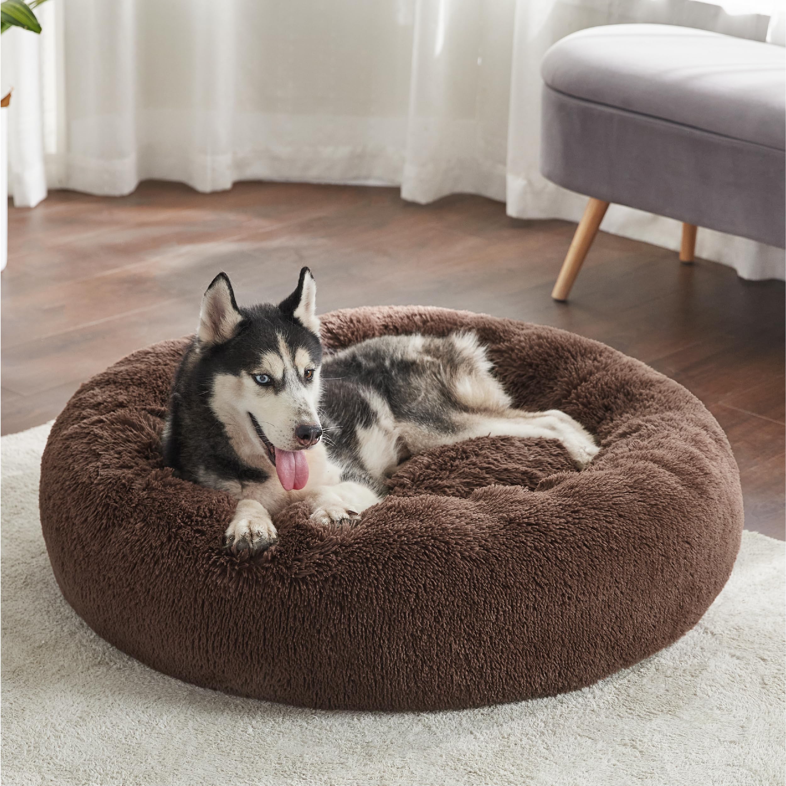 Bedsure round donut design provides secure space for calm lounging