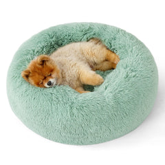 Bedsure donut dog bed in round shape offers cozy curling space for small pets