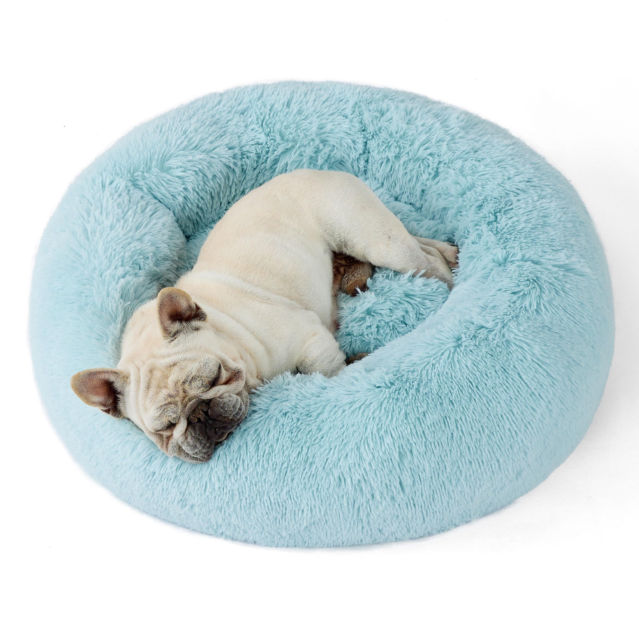 Bedsure donut dog bed round view offering cozy lounge for medium dogs