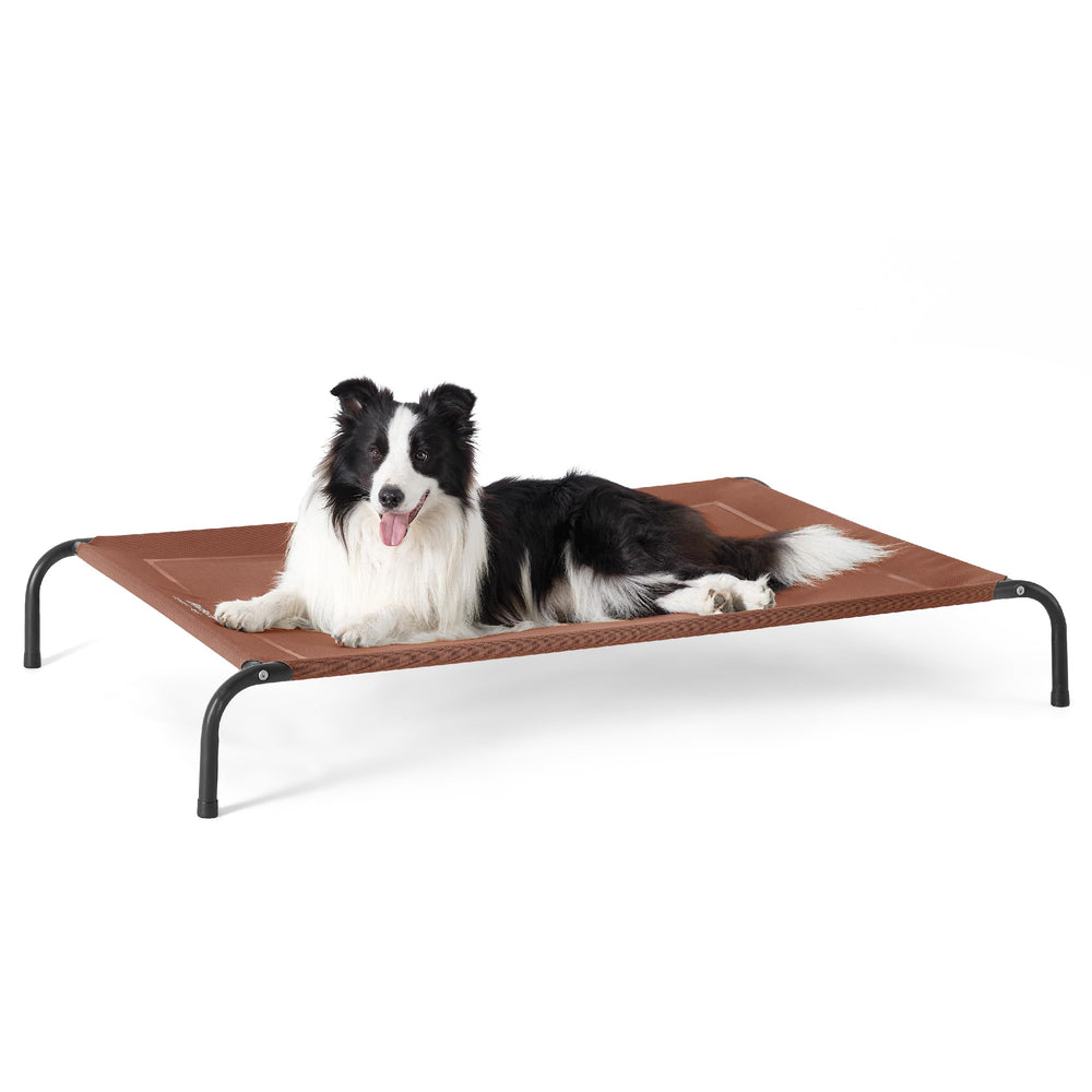 Bedsure elevated cooling dog bed for outdoor use with breathable mesh.
