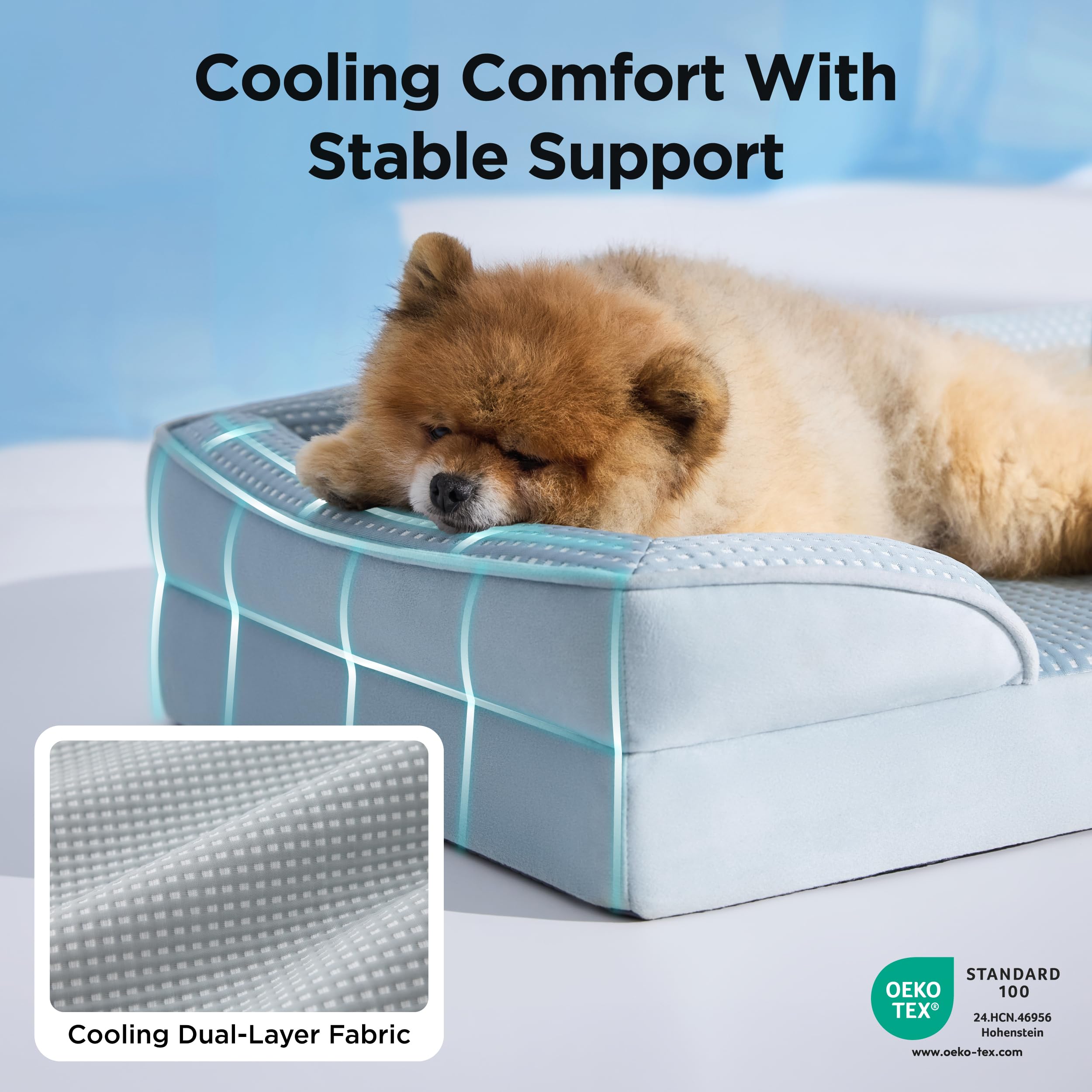 Bedsure four-sided bolster pet bed provides cozy head and neck support.