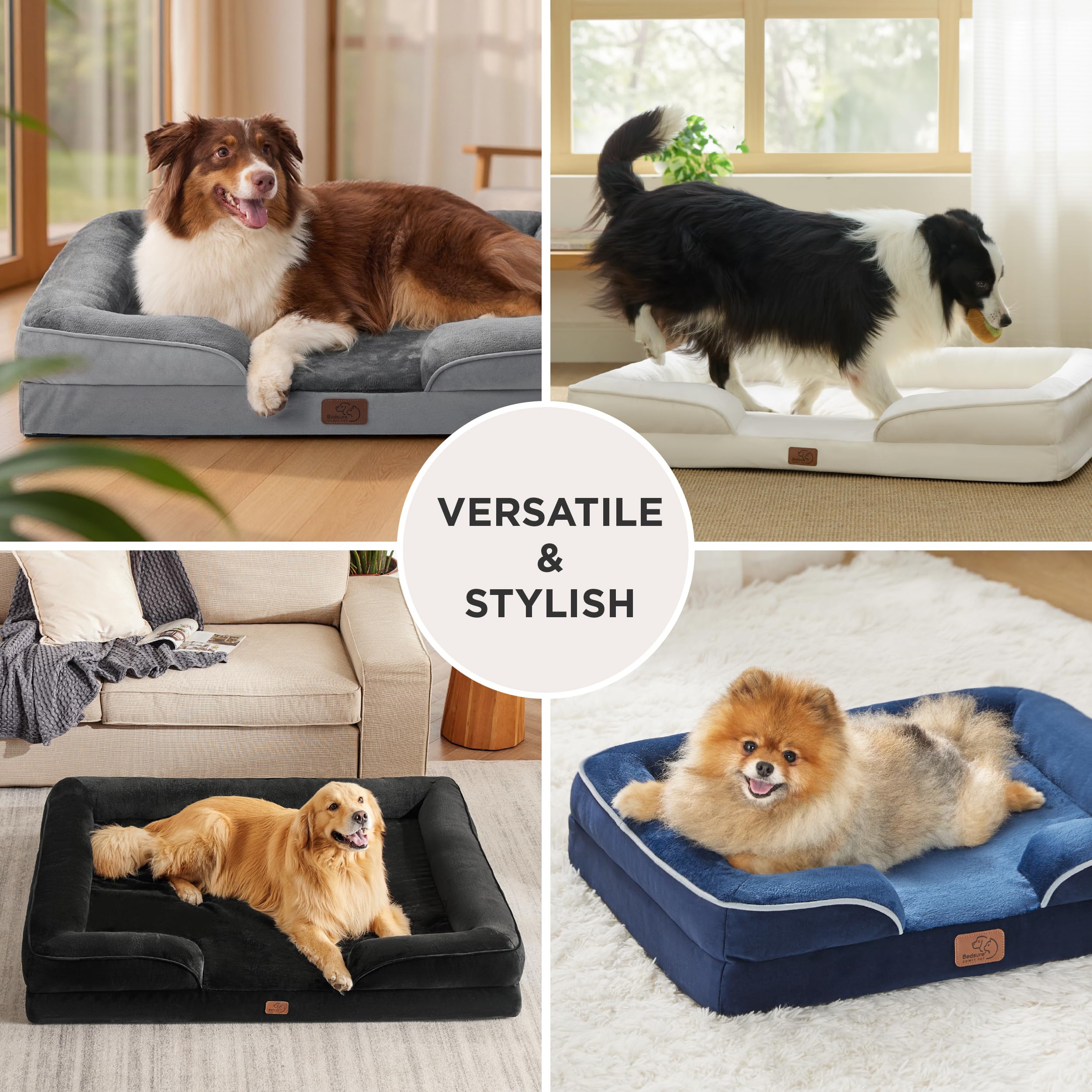 Bedsure hazel 35-inch orthopedic dog bed adds cozy color