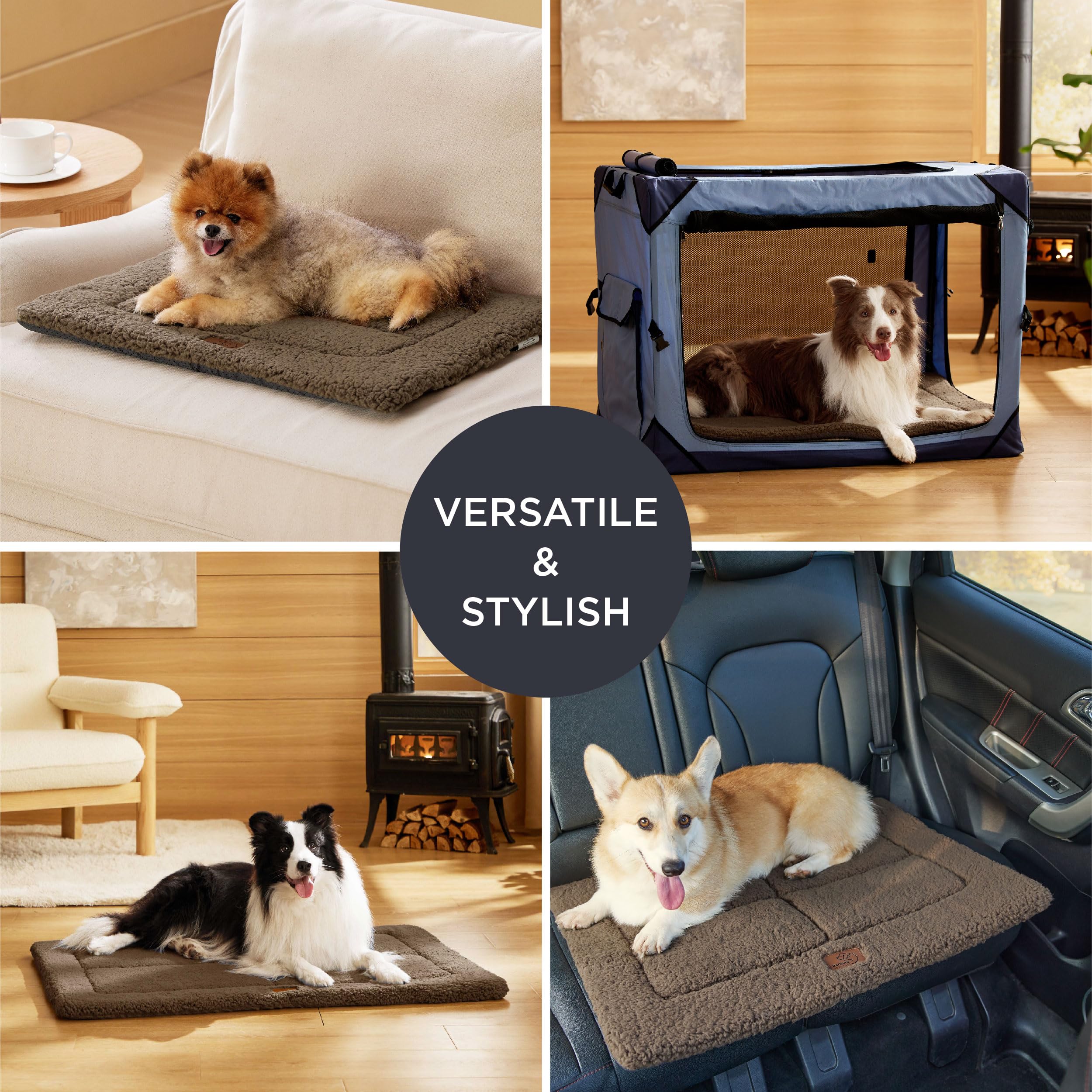 Bedsure high-density foam support mat enhances restful lounging for dogs.