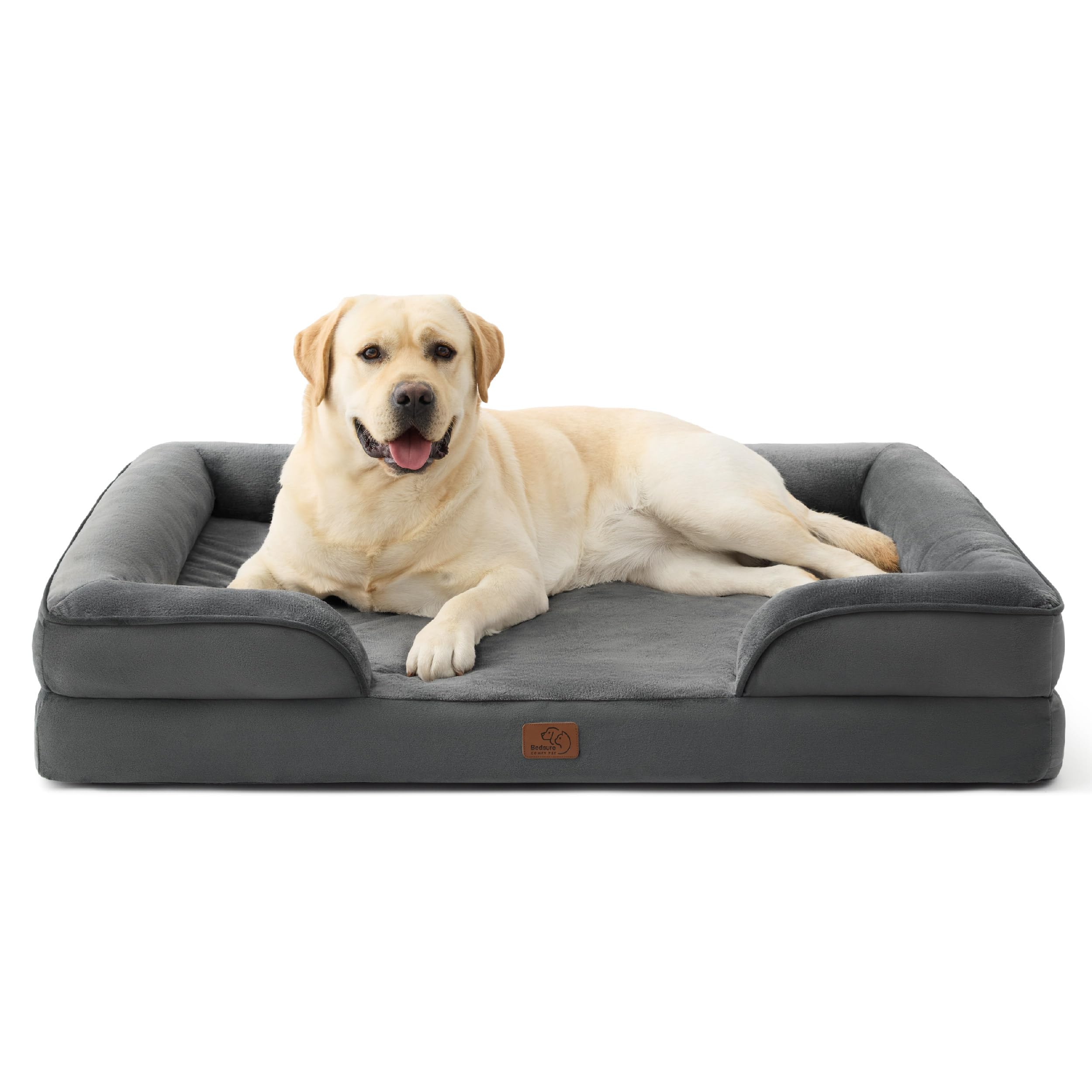Bedsure jumbo orthopedic dog bed front view for large dogs with stable support