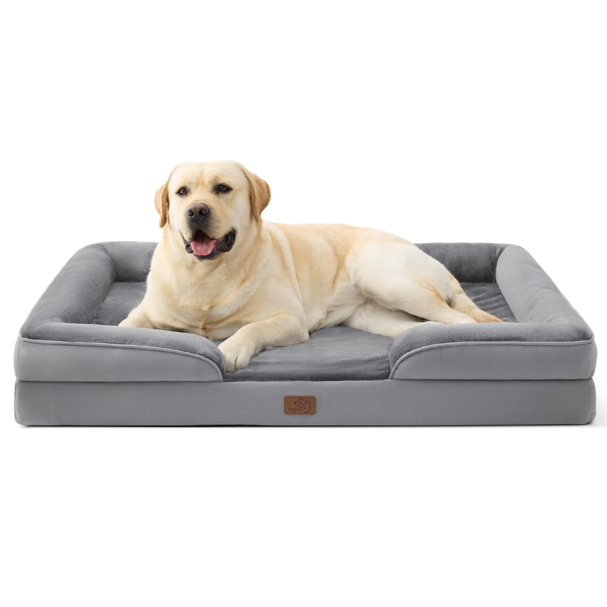 Bedsure jumbo orthopedic dog bed outer view offers ample space for large dogs.
