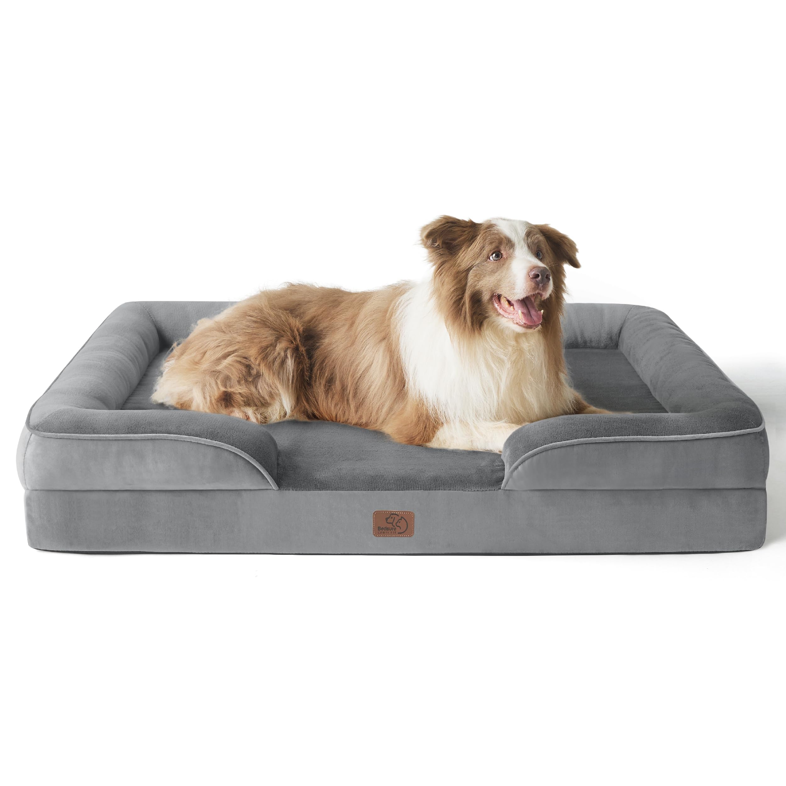 Bedsure L Plus orthopedic bed overview in gray, 38 inches, for spacious comfort.