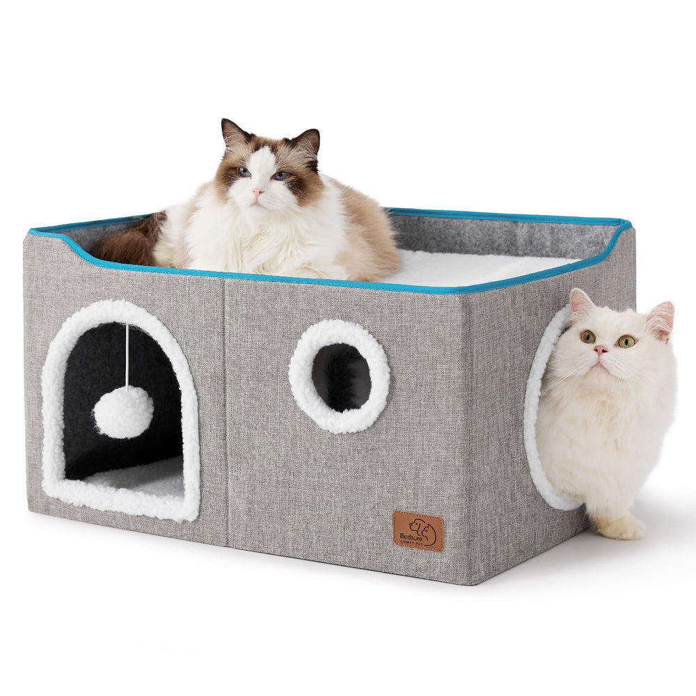 Bedsure large cat bed front view shows ample space for lounging and play.